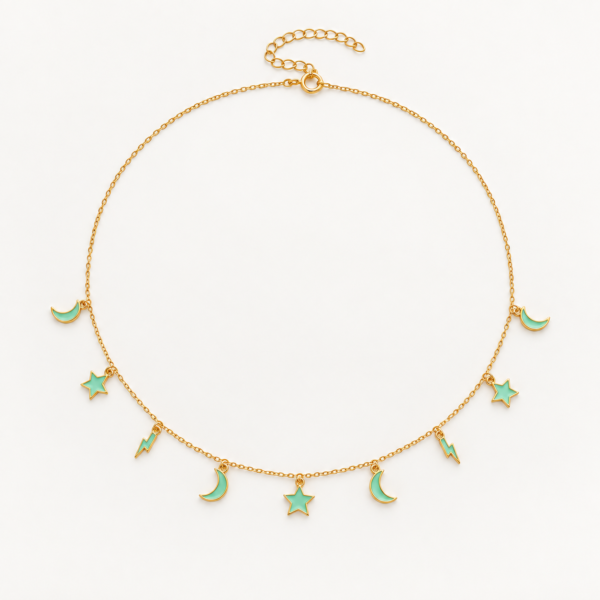 Collar Astral de plata de ley 925 bañada en oro — tercera imagen
