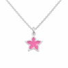 Collar estrella de 10 mm con esmalte rosa y cadena de plata 925