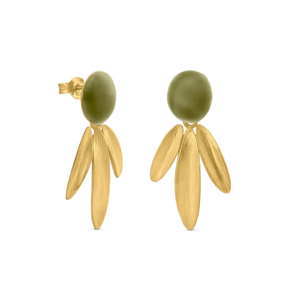 PENDIENTES DORADOS OLIVIA TRES HOJAS