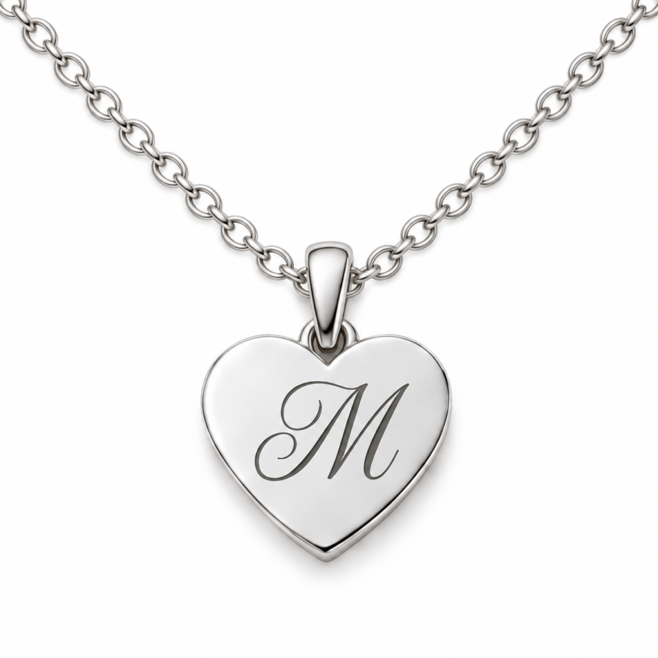 Collar corazón personalizado de plata 925 con inicial M