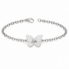 Pulsera mariposa personalizada de plata con cadena de eslabones ovalados, fotografía de catálogo