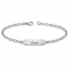 Pulsera placa personalizada de plata con cadena de eslabones ovalados, fotografía de catálogo