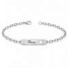 Pulsera placa corazon calado personalizada de plata con cadena de eslabones ovalados, fotografía de catálogo
