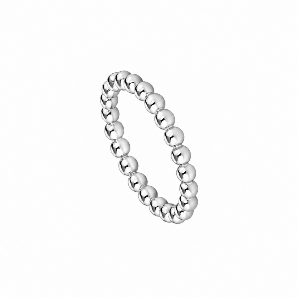Anillo bolitas de 3 mm de plata de ley 925, fotografía de catálogo