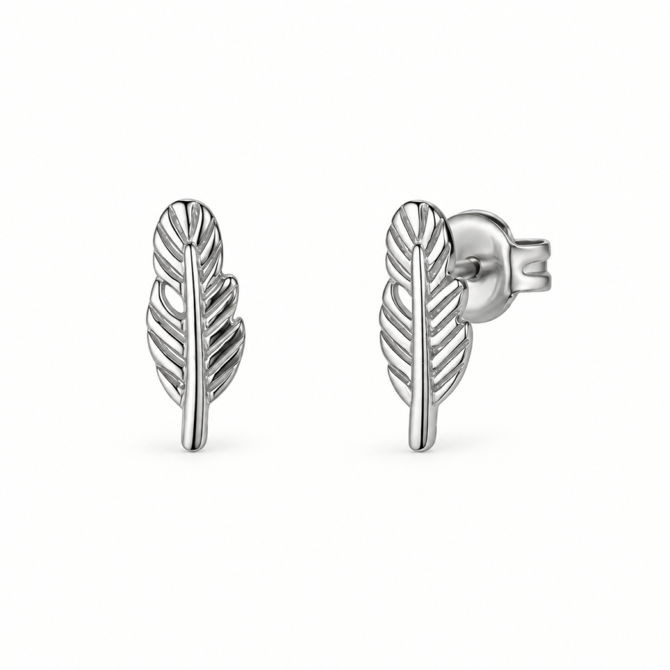 Par de pendientes pluma calada de plata de ley 925 · PE021-0019