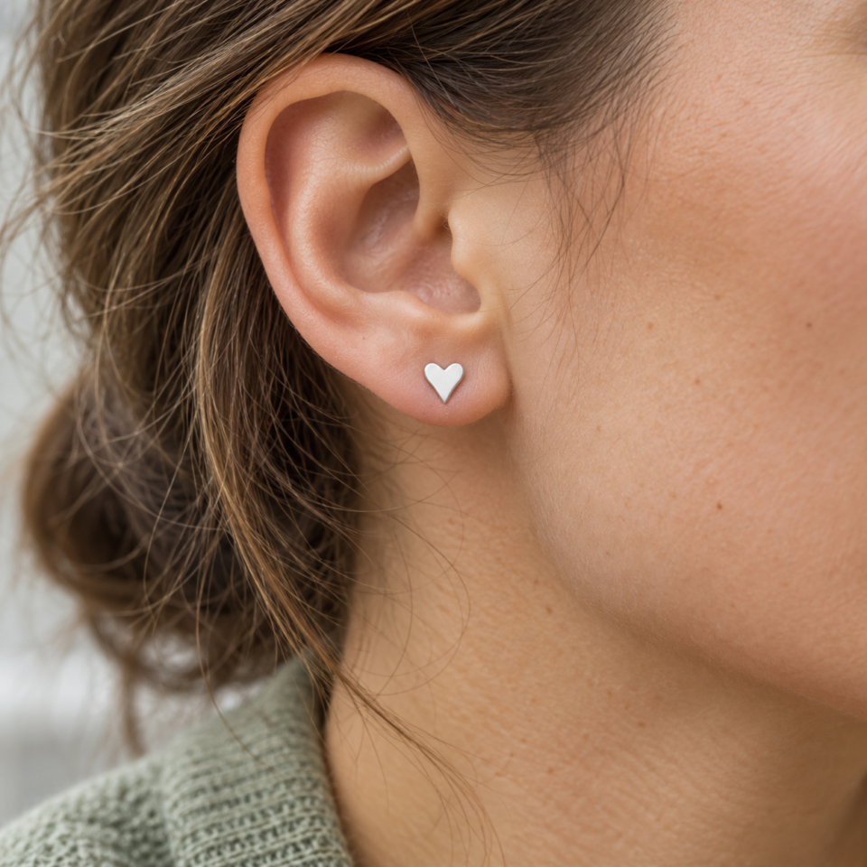 Modelo con pendiente pequeño de corazón liso en plata · PE021-0020