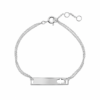 Pulsera rodiada de plata 925 con placa y mano de Fátima calada, fotografía de catálogo